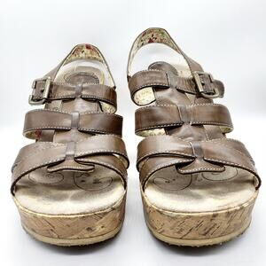 Y2K 143 Girl Pistachio Brown Boho Strappy Open Toe Slingback Cork Sandals Sz 8.5